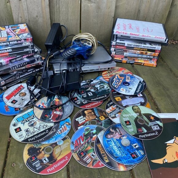 Sony PlayStation 2 Bundle with Many PS2 Games, PS2 Slim Silver, and Cords - Picture 7 of 7